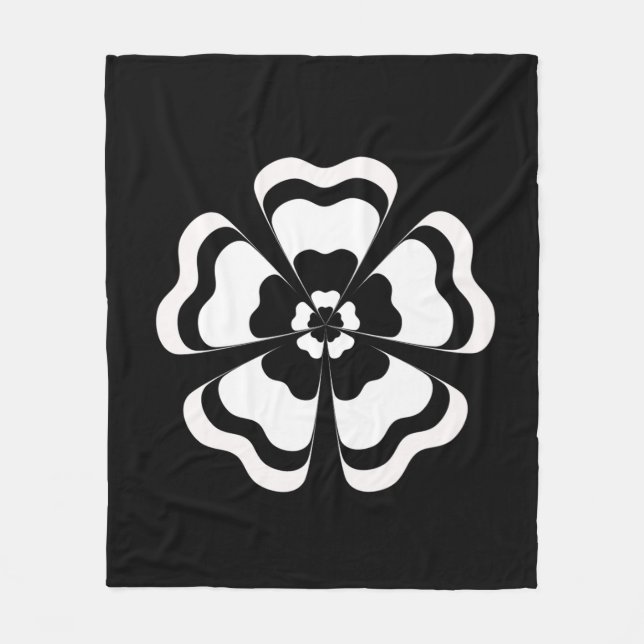 Couverture Polaire Monogramme en forme de fleur noire (Devant)