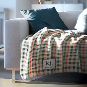 Couverture Polaire Monogramme En vichy doux À feuillage persistant