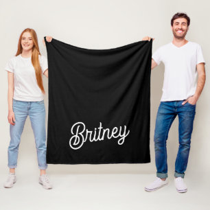 Couverture Polaire Monogramme et nom personnalisés en noir moderne