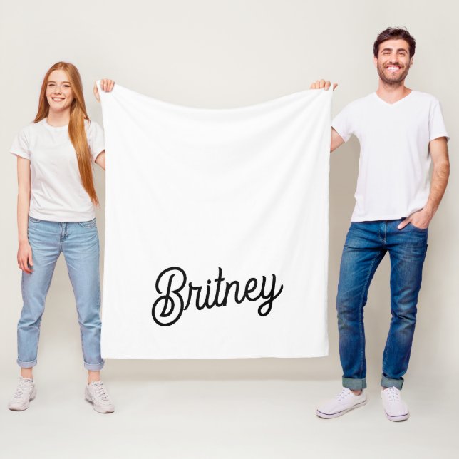 Couverture Polaire Monogramme et nom personnalisés en noir moderne (En situation)