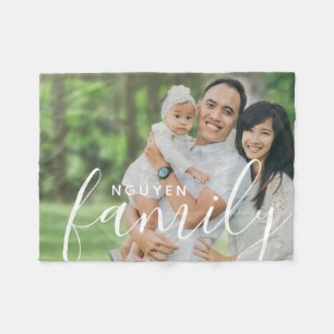 Couverture Polaire Monogramme familial personnalisé et photo personna