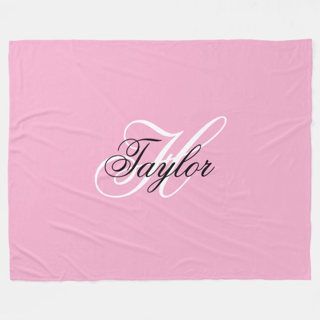 Couverture Polaire Monogramme fantaisie noir et blanc Rose (Devant (Horizontal))