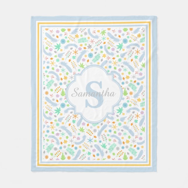 Couverture Polaire Monogramme Fille Blanche, Moyenne (Devant)