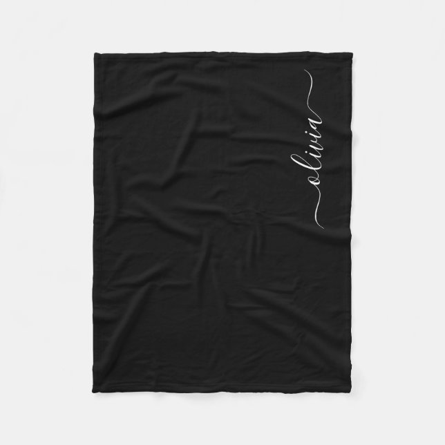 Couverture Polaire Monogramme Fille Noire Nom Moderne (Devant)