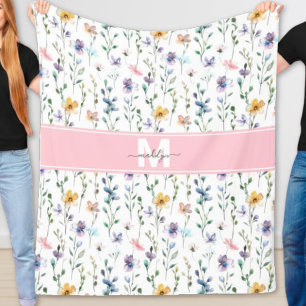 Couverture Polaire Monogramme Fleur Sauvage