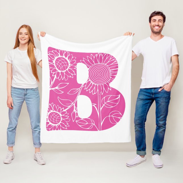 Couverture Polaire monogramme floral B lettre majuscule (En situation)