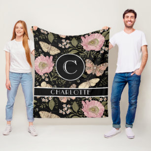 Couverture Polaire Monogramme Floral Botanique de Fleur Sauvage Tenda