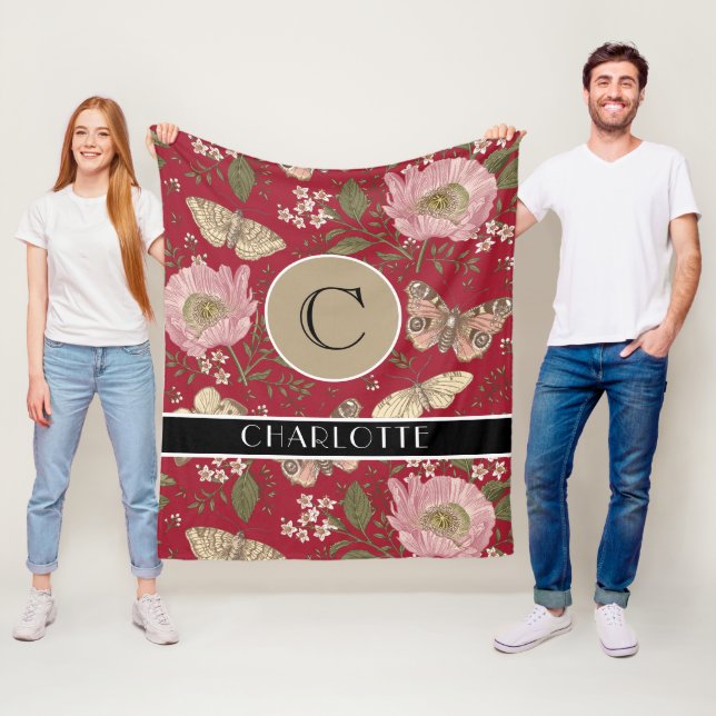 Couverture Polaire Monogramme floral botanique de fleurs sauvages à l (En situation)