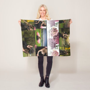 Couverture Polaire Monogramme Floral Famille et mère Collage photo