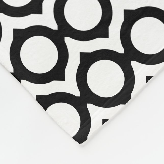 Couverture Polaire Monogramme Géométrique Moderne Noir Blanc (Coin)