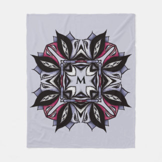 Couverture Polaire Monogramme gothique Floral Mandala violet rose noi