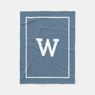 Couverture Polaire Monogramme initial bleu foncé simple
