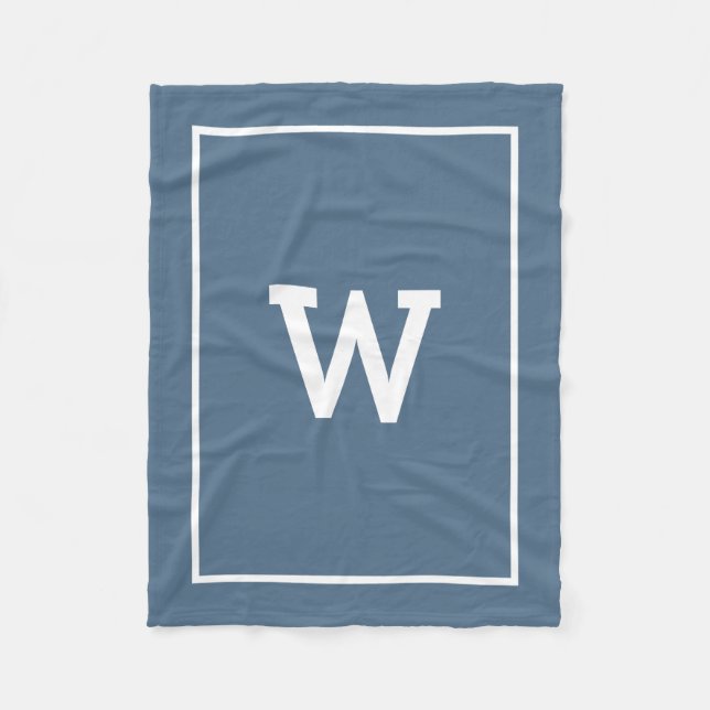 Couverture Polaire Monogramme initial bleu foncé simple (Devant)