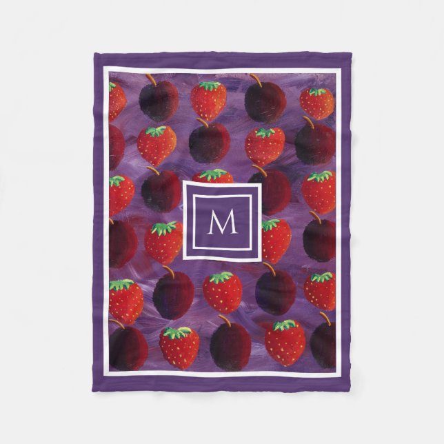 Couverture Polaire Monogramme Initial de Fruits Élégants d'Été (Devant)