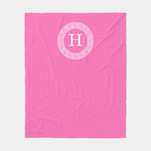 Couverture Polaire Monogramme initial du cadre de ligne clé grecque r