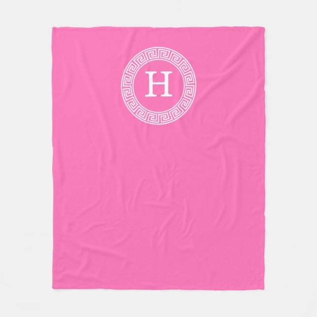 Couverture Polaire Monogramme initial du cadre de ligne clé grecque r (Devant)