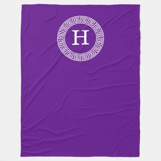 Couverture Polaire Monogramme initial du cadre de ligne clé grecque v (Devant)