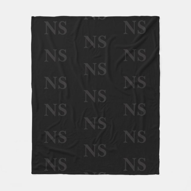 Couverture Polaire Monogramme initial élégant noir et gris (Devant)
