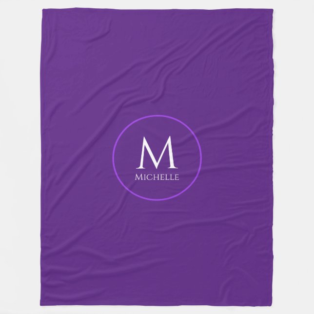 Couverture Polaire Monogramme initial Modèle Royal Purple (Devant)