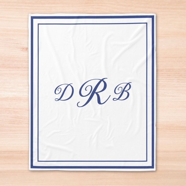 Couverture Polaire Monogramme Initial Personnalisé Calligraphie Class (Créateur téléchargé)
