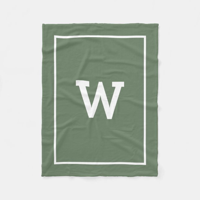 Couverture Polaire Monogramme initial vert simple (Devant)