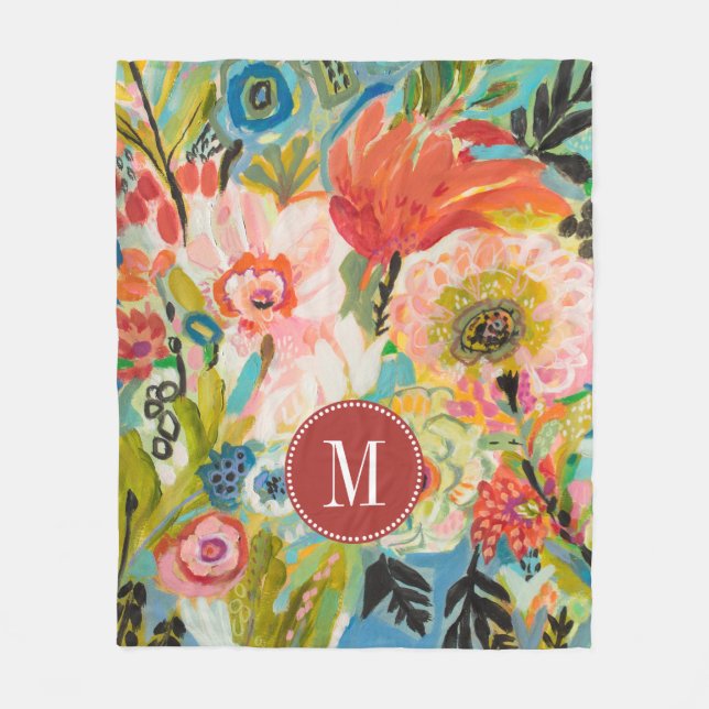Couverture Polaire Monogramme | Jardin secret Floral III (Devant)