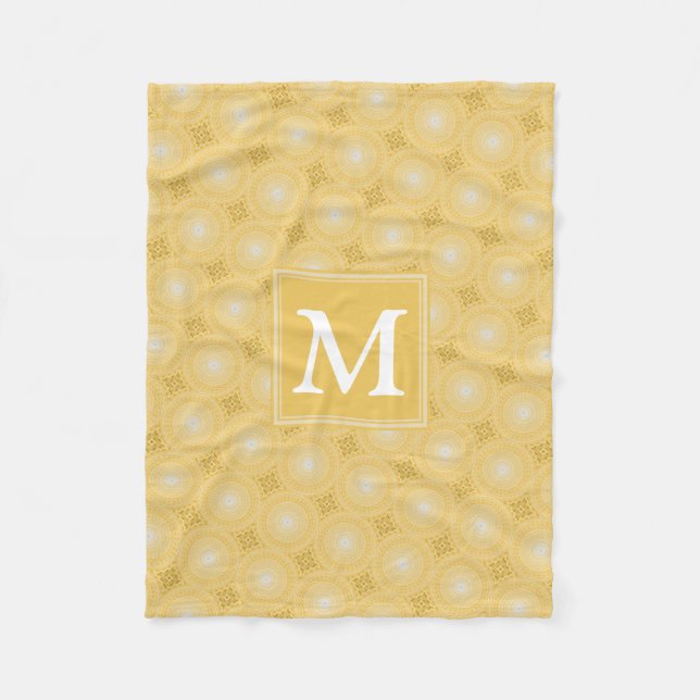 Couverture Polaire Monogramme jaune cercles motif (Devant)