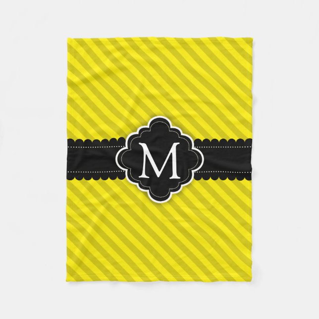 Couverture Polaire Monogramme jaune de coutume de noir de motif de (Devant)