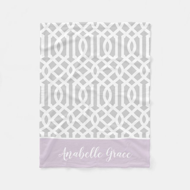 Couverture Polaire Monogramme Lilac et Grey Trellis | Couleurs modifi (Devant)