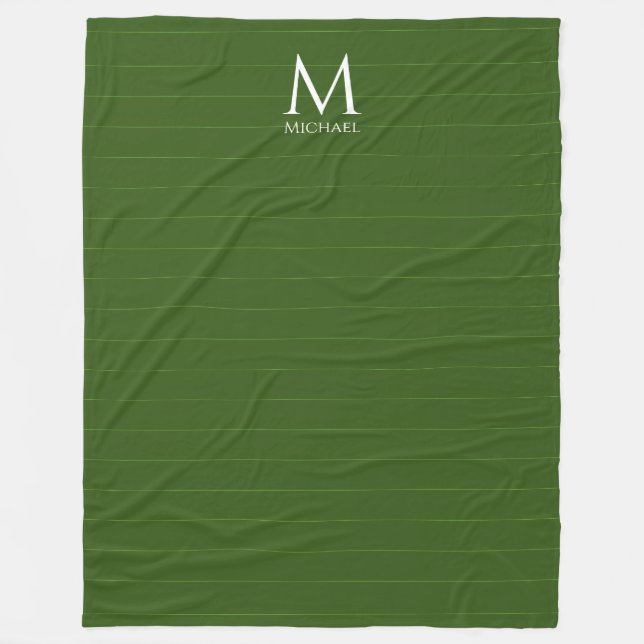 Couverture Polaire Monogramme Modèle initial Forêt personnalisée Vert (Devant)