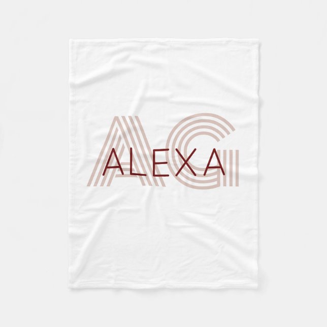 Couverture Polaire Monogramme moderne beige et vin (Devant)