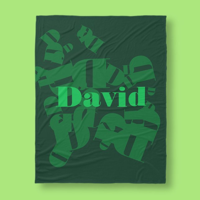 Couverture Polaire Monogramme moderne cool et nom en vert (Créateur téléchargé)
