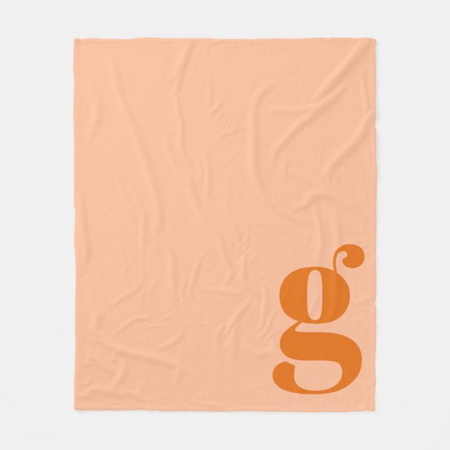 Couverture Polaire Monogramme moderne Gras Peach Initial Orange Minim (Devant)
