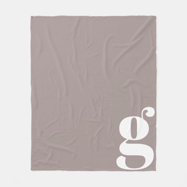 Couverture Polaire Monogramme Moderne Lettre Initiale Taupe Rustique (Devant)
