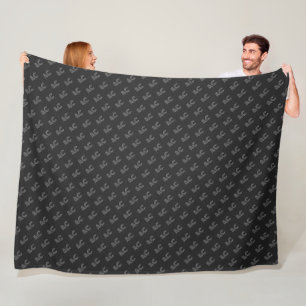 Couverture Polaire Monogramme moderne noir et gris