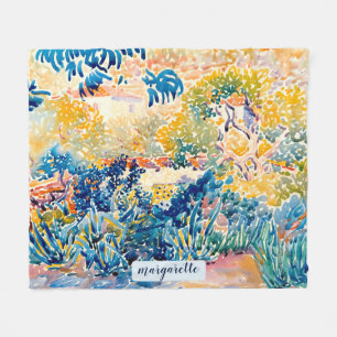 Couverture Polaire Monogramme moderne personnalisé Nom Jardin de l'ar