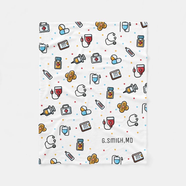 Couverture Polaire Monogramme. Motif Médicale. Pour les médecins et l (Devant)