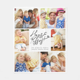 Couverture Polaire Monogramme Multiphoto Collage Hugs & Baisers