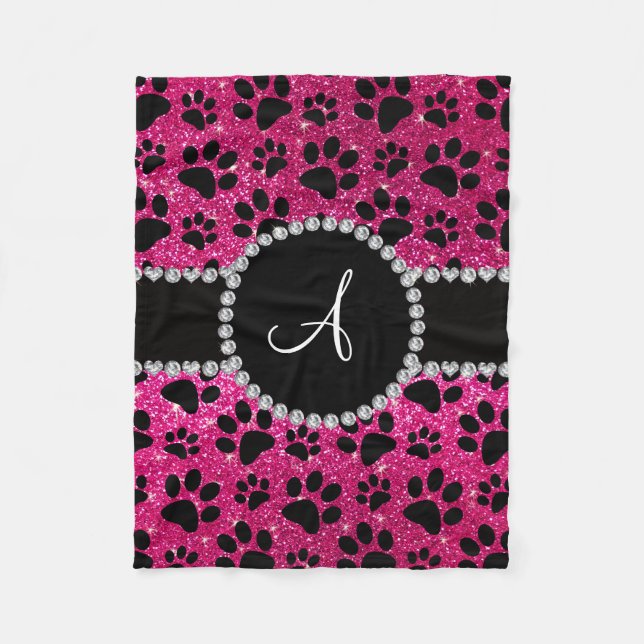 Couverture Polaire Monogramme neon parties scintillant rose chaud pat (Devant)