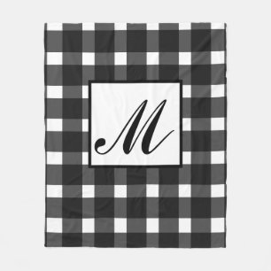 Couverture Polaire Monogramme noir blanc En vichy Motif
