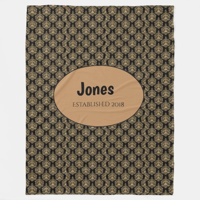 Couverture Polaire Monogramme noir Damas (Devant)