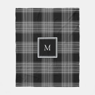 Couverture Polaire Monogramme noir et blanc moderne de famille de