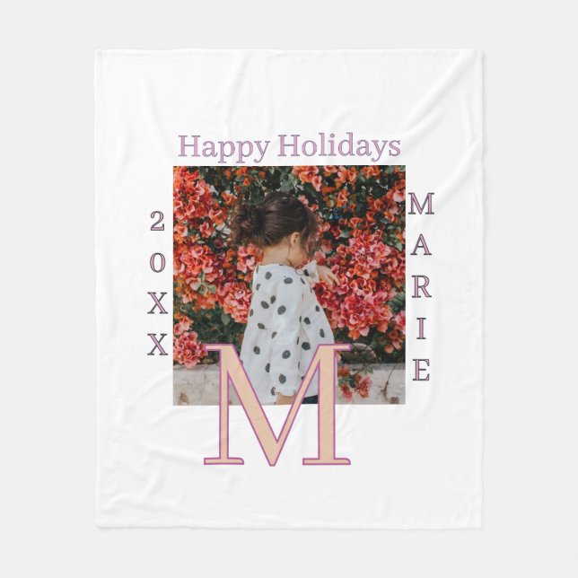 COUVERTURE POLAIRE MONOGRAMME NOM PHOTO ANNEE NOEL HOLI (Devant)