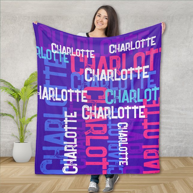 Couverture Polaire Monogramme Nom répétitif Enfants Motifs (Créateur téléchargé)