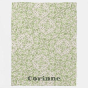 Couverture Polaire Monogramme Nom Sage Green Motif  