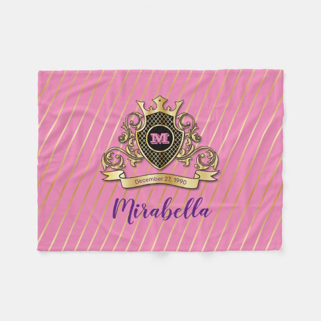 Couverture polaire Monogramme Or (Devant (Horizontal))