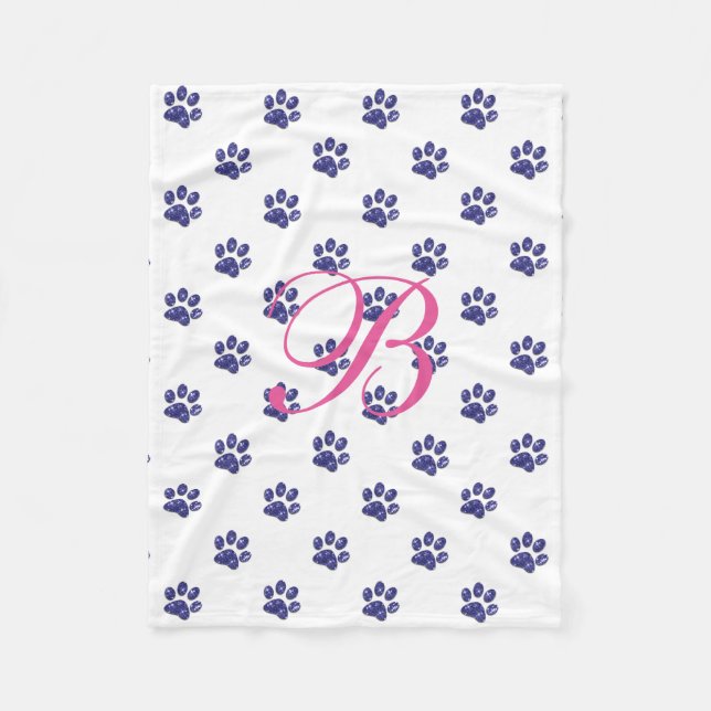 Couverture Polaire Monogramme, Parties scintillant violette, Empreint (Devant)