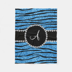 Couverture Polaire Monogramme pastel bleu parties scintillant zèbre r