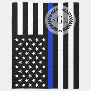 Couverture Polaire Monogramme patriotique de drapeau de police