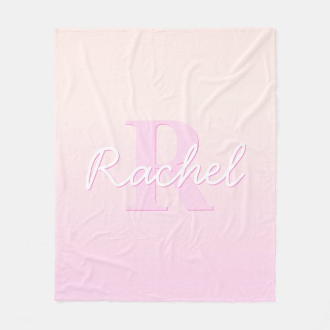 Couverture Polaire Monogramme personnalisable | Ombre de la pêche et  (Devant)